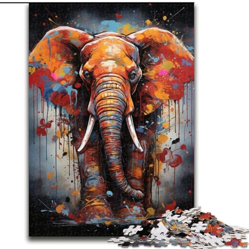 Puzzle für Erwachsene, 1000-teiliges Puzzle mit afrikanischem Elefanten aus Pappe, Denkspiel, interaktives Familienspiel, geeignet für Kinder ab 14 Jahren, 1000 Teile(26x38cm) von XHAXING