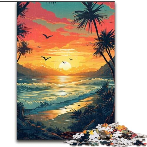 Puzzle für Erwachsene, 1000-teiliges Puzzle mit wunderschönen Strandlandschaften aus Pappe, Denkspiel, interaktives Familienspiel, geeignet für Kinder ab 14 Jahren, 1000 Teile(26x38cm) von XHAXING