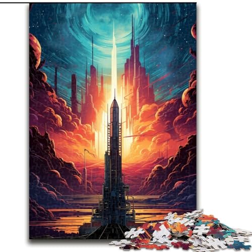 Puzzle für Erwachsene, 1000-teiliges Raketenstart-Puzzle aus Holz, Eltern, Partner, Freunde – ab 14 Jahren, 1000 Teile(50x75cm) von XHAXING