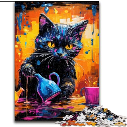Puzzle für Erwachsene, 1000-teiliges Tier- und Katzen-Puzzle aus Holz, Entspannung und Herausforderung, farbenfrohe Heimdekorationskunst, Freunde, 1000 Teile(50x75cm) von XHAXING