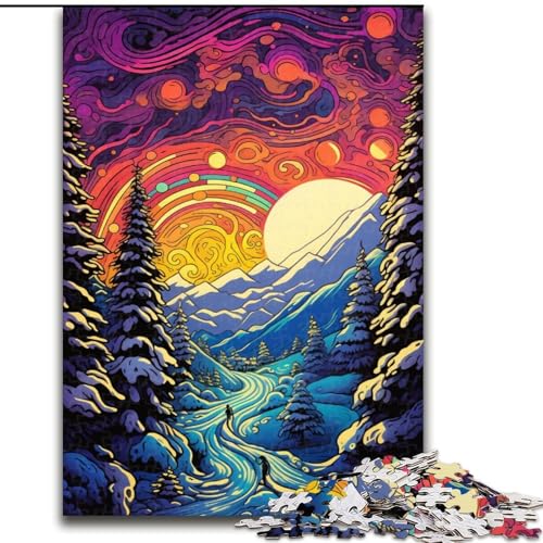 Puzzle für Erwachsene, 1000-teiliges Winterwald-Puzzle aus Holz, anspruchsvolles Denkspiel für Teenager, unterhaltsames interaktives Spiel für die ganze Familie, 1000 Teile(50x75cm) von XHAXING