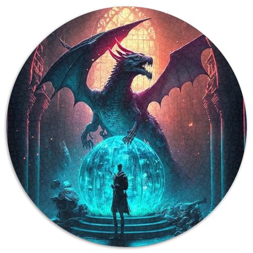 Puzzle für Erwachsene, 1000-teiliges Wolf-Puzzle aus rundem Karton, anspruchsvolles DIY-Dekorationsspiel, interaktives Familienspielzeug (67,5 x 67,5 cm) von XHAXING