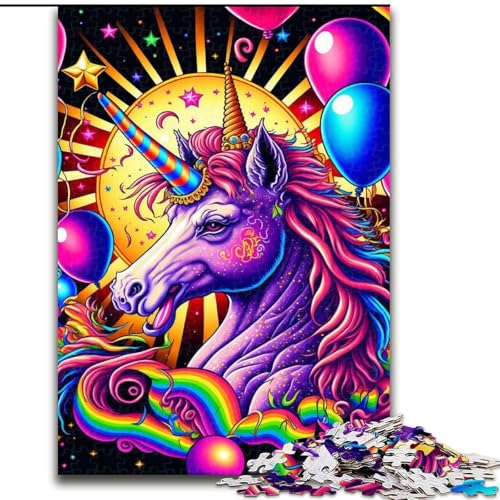 Puzzle für Erwachsene, 1000-teiliges buntes Einhorn-Puzzle aus Holz, Denkspiel, interaktives Familienspiel, geeignet für Kinder ab 14 Jahren, 1000 Teile(50x75cm) von XHAXING