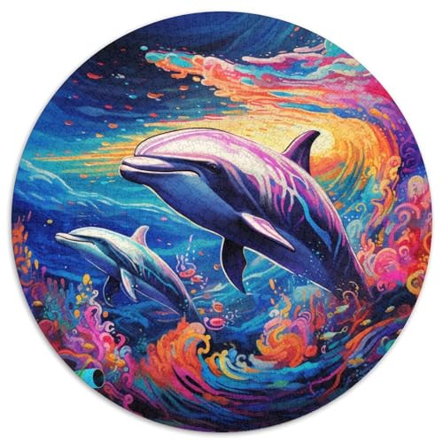Puzzle für Erwachsene, 1000-teiliges psychedelisches Delfin-Puzzle für Erwachsene, anspruchsvolles Denkspiel – entspannendes Spielzeug für Teenager (67,5 x 67,5 cm) von XHAXING
