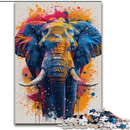 Puzzle für Erwachsene, 1000-teiliges wunderschönes Elefanten-Puzzle aus Pappe, Denkspiel, interaktives Familienspiel, geeignet für Kinder ab 14 Jahren, 1000 Teile(26x38cm) von XHAXING