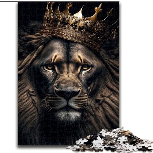 Puzzle für Erwachsene,1000 Teile,König der Schwarzen Löwen auf Gold,Puzzle aus Holz,anspruchsvolles Denkspiel für Teenager,unterhaltsames interaktives Spiel für die ganze Familie,1000 Teile(50x75cm) von XHAXING