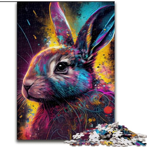 Puzzle für Erwachsene,1000-teiliges,farbenfrohes,süßes Kaninchen-Puzzle aus Holz,Entspannung und Herausforderung,farbenfrohe Heimdekorationskunst, Freunde,1000 Teile(50x75cm) von XHAXING