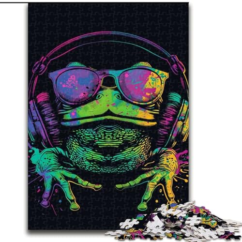 Puzzle für Erwachsene 1000 Frosch mit Kopfhörern Puzzle aus Pappe, Weihnachten, Halloween, Ostern, Neujahr 1000 Teile(26x38cm) von XHAXING