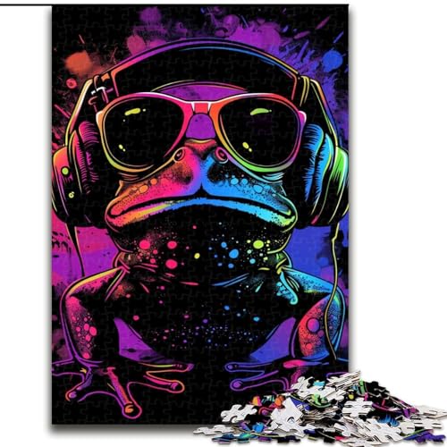 Puzzle für Erwachsene 1000 Frosch mit Kopfhörern Puzzle aus Pappe, Weihnachten, Halloween, Ostern, Neujahr 1000 Teile(26x38cm) von XHAXING
