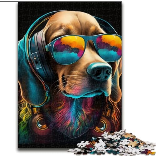 Puzzle für Erwachsene 1000 Stück, Golden Retriever-Puzzle aus Holz, Spielzeug, Geschenk, pädagogisches, intellektuelles, entspannendes Familienspiel, 1000 Teile(50x75cm) von XHAXING