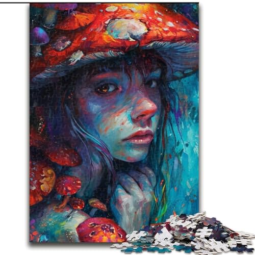 Puzzle für Erwachsene 1000 Stück, buntes Pilzmädchen-Puzzle aus Holz, Spielzeug, Geschenk, pädagogisches, intellektuelles, entspannendes Familienspiel, 1000 Teile(50x75cm) von XHAXING
