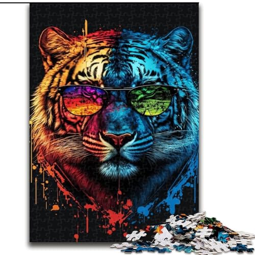 Puzzle für Erwachsene 1000 Tiger mit Brille Puzzle aus Pappe, Weihnachten, Halloween, Ostern, Neujahr 1000 Teile(26x38cm) von XHAXING