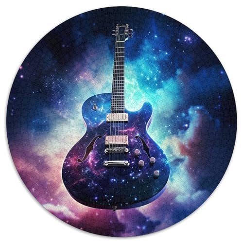 Puzzle für Erwachsene mit 1000 Teilen, Galaxie-Gitarre, runde Papierpuzzles, Geburtstage, Weihnachten, Halloween, Thanksgiving, Ostern (Größe 67,5 x 67,5 cm) von XHAXING