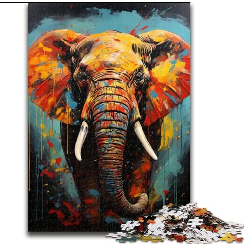 Puzzle für Erwachsene mit 1000 Teilen, afrikanischer Elefant, aus Holz, Geburtstage, Feiertage und Heimdekoration, 1000 Teile(50x75cm) von XHAXING