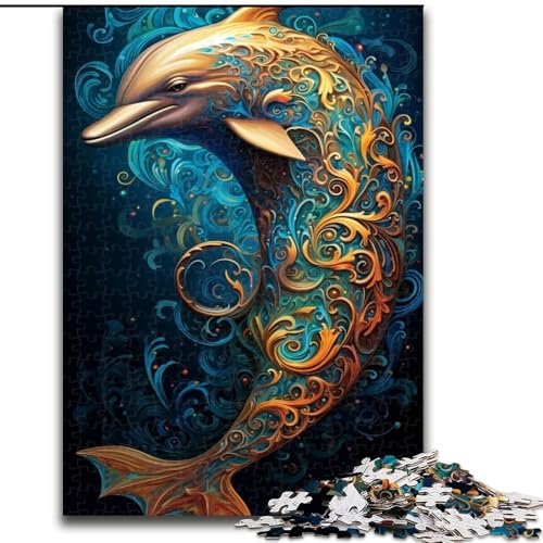 Puzzle mit 1000 Teilen, Bunte Delfine, aus Pappe, Eltern, Partner, Freunde – Alter ab 10 Jahren, 1000 Teile(26x38cm) von XHAXING