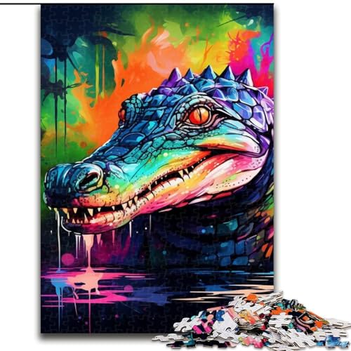 Puzzle mit 1000 Teilen, Bunte Nilkrokodile, aus Holz, Eltern, Partner, Freunde – Alter ab 10 Jahren, 1000 Teile(50x75cm) von XHAXING