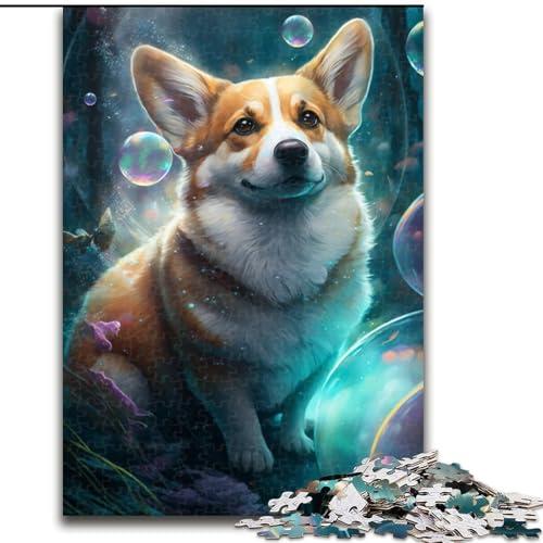 Puzzle mit 1000 Teilen, Corgi-Hundemalerei, Puzzle aus Pappe, anspruchsvolles Denkspiel für Teenager, unterhaltsames interaktives Spiel für die ganze Familie, 1000 Teile(26x38cm) von XHAXING