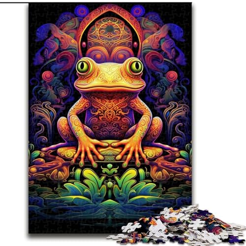 Puzzle mit 1000 Teilen, Psychedelischer Frosch, aus Pappe, Eltern, Partner, Freunde – Alter ab 10 Jahren, 1000 Teile(26x38cm) von XHAXING