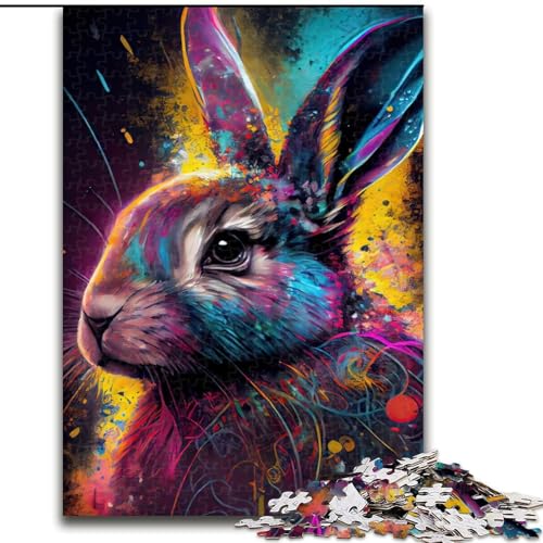 Puzzle mit 1000 Teilen, buntes, süßes Kaninchen-Puzzle aus Pappe, anspruchsvolles Denkspiel für Teenager, unterhaltsames interaktives Spiel für die ganze Familie, 1000 Teile(26x38cm) von XHAXING