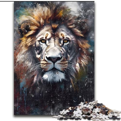 Puzzle mit 1000 Teilen, buntes Löwenporträt-Puzzle aus Pappe, anspruchsvolles Denkspiel für Teenager, unterhaltsames interaktives Spiel für die ganze Familie, 1000 Teile(26x38cm) von XHAXING