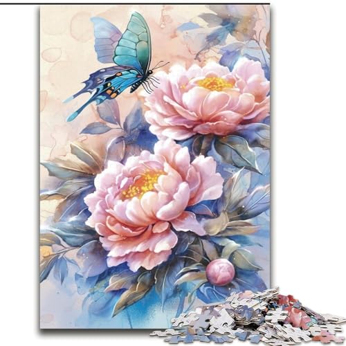 Puzzle mit 1000 Teilen für Erwachsene, Blumen- und Schmetterlingspuzzle aus Pappe, Familieninteraktion und Gehirnherausforderung, Familienaktivitätsherausforderung, 1000 Teile(26x38cm) von XHAXING