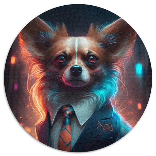Puzzle mit 1000 Teilen für Erwachsene, Boss Chihuahua, rundes Puzzle, anspruchsvolles DIY-Denkspiel, perfektes Familienspiel oder dekoratives Geschenk (67,5 x 67,5 cm) von XHAXING