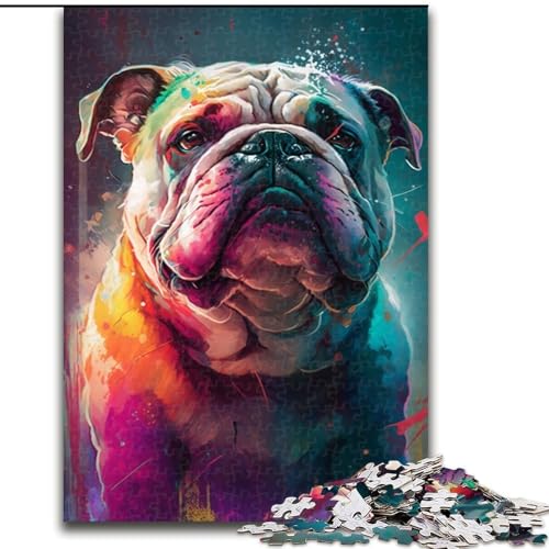 Puzzle mit 1000 Teilen für Erwachsene, Bulldoggen-Malpuzzle aus Pappe, anspruchsvolles Denkspiel für Teenager, perfekt als Heimdekoration oder Geschenk, 1000 Stück(26x38cm) von XHAXING