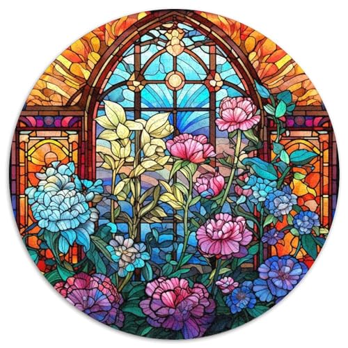 Puzzle mit 1000 Teilen für Erwachsene, Buntglasgarten-Papierpuzzle, Familienaktivitätsspiel für Teenager, anspruchsvolles Denkspiel (67,5 x 67,5 cm) von XHAXING