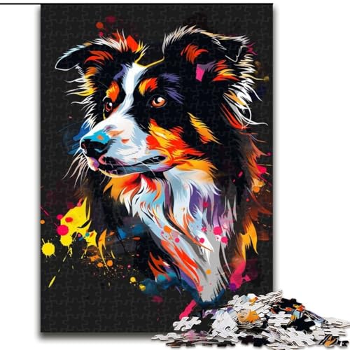 Puzzle mit 1000 Teilen für Erwachsene, Collie-Hunde-Kunst-Puzzle aus Holz, anspruchsvolles Denkspiel für Teenager, perfekt als Heimdekoration oder Geschenk, 1000 Stück(50x75cm) von XHAXING