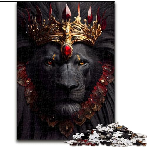 Puzzle mit 1000 Teilen für Erwachsene, Der Schwarze Löwe, König der Krone, aus Holz, anspruchsvolles Denkspiel für Teenager, perfekt als Heimdekoration oder Geschenk, 1000 Stück(50x75cm) von XHAXING