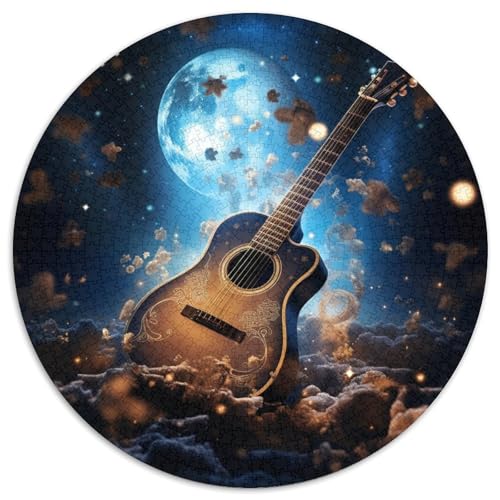 Puzzle mit 1000 Teilen für Erwachsene, Galaxie-Gitarre, rundes Puzzle, anspruchsvolles DIY-Denkspiel, perfektes Familienspiel oder dekoratives Geschenk (67,5 x 67,5 cm) von XHAXING