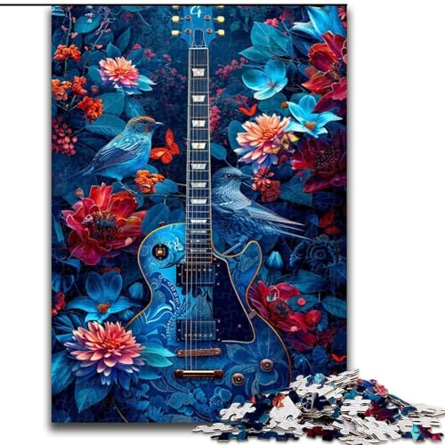 Puzzle mit 1000 Teilen für Erwachsene, Gitarren- und Blumenpuzzle aus Pappe, perfekt für Familienspaß, Partyspiele, Geburtstagspartygeschenke, 1000 Teile(26x38cm) von XHAXING