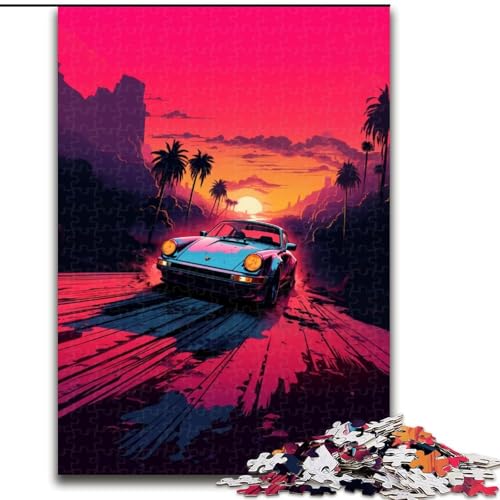 Puzzle mit 1000 Teilen für Erwachsene, Neon-Sportwagen-Puzzle aus Holz, perfekt für Familienspaß, Partyspiele, Geburtstagsparty-Geschenke, 1000 Stück(50x75cm) von XHAXING