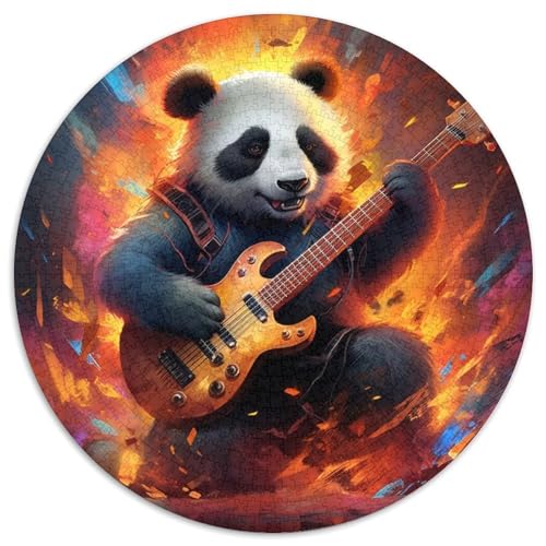 Puzzle mit 1000 Teilen für Erwachsene, Panda spielt Gitarre, runde Puzzles, perfekt für Familienspaß an Weihnachten, Thanksgiving, Geburtstagen und Ostern (Größe 67,5 x 67,5 cm) von XHAXING