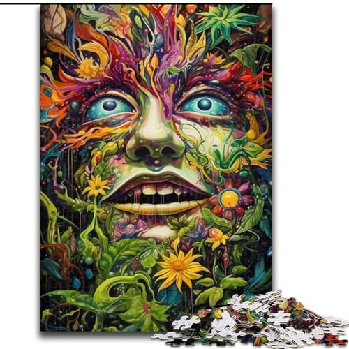 Puzzle mit 1000 Teilen für Erwachsene, Psychedelisches Gesichtspuzzle, aus Pappe, mit interaktivem Familienspiel, Altersgruppen ab 10 Jahren, 1000 Teile(26x38cm) von XHAXING