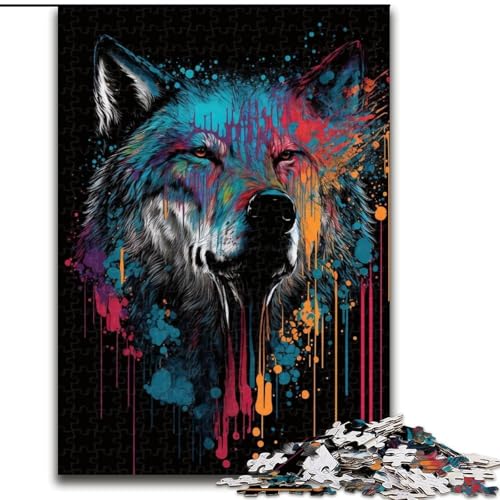 Puzzle mit 1000 Teilen für Erwachsene, Wolf, buntes Puzzle aus Holz, kompliziertes Design für Teenager, DIY-Dekor und gehirnfördernder Spaß, 1000 Stück(50x75cm) von XHAXING