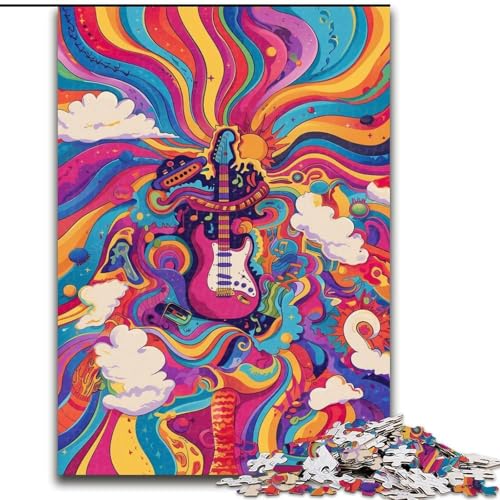 Puzzle mit 1000 Teilen für Erwachsene, buntes Gitarren-Puzzle aus Pappe, ideal für Familienspaß Feiertage, Geburtstage, 1000 Teile(26x38cm) von XHAXING