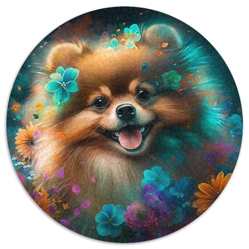 Puzzle mit 1000 Teilen für Erwachsene, farbenfrohe Kunst, Zwergspitz, 1000-teiliges Puzzle für Erwachsene, Denksportaufgabe, Spiel für Erwachsene, interaktive Familienaktivität (67,5 x 67,5 cm) von XHAXING