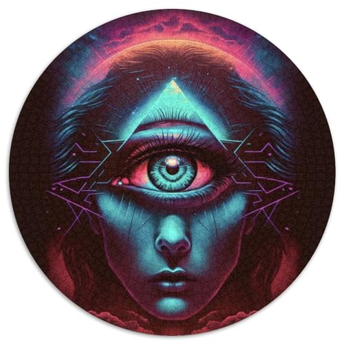 Puzzle mit 1000 Teilen für Erwachsene, farbige Schüler, runde Kartonpuzzles für Reiseliebhaber und Paare, anspruchsvolles Spielzeug (Größe 67,5 x 67,5 cm) von XHAXING