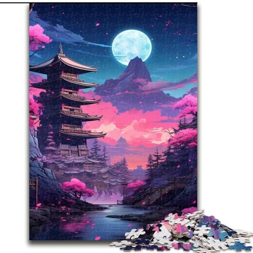 Puzzle mit 1000 Teilen für Erwachsene, japanische Tempel, aus Pappe, mit interaktivem Familienspiel, Kinder ab 10 Jahren, 1000 Teile(26x38cm) von XHAXING