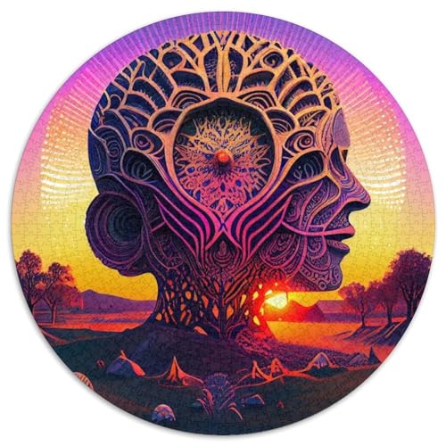 Puzzle mit 1000 Teilen für Erwachsene, psychedelisches rundes Kartonpuzzle für Reiseliebhaber und Paare, anspruchsvolles Spielzeug (Größe 67,5 x 67,5 cm) von XHAXING