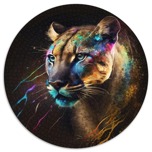 Puzzle mit 1000 Teilen für Erwachsene, rund, „Cougar Nebula“, aus Pappe, perfekt für Familienspaß an Weihnachten, Thanksgiving, Geburtstagen und Ostern (Größe 67,5 x 67,5 cm) von XHAXING
