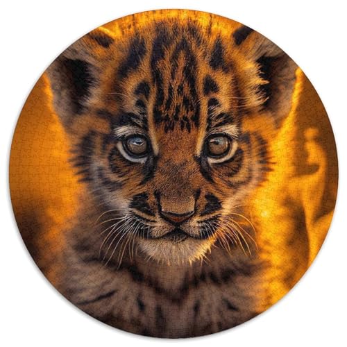 Puzzle mit 1000 Teilen für Erwachsene, runde Puzzles mit kleinen Feuertigern, perfekt für Familienspaß an Weihnachten, Thanksgiving, Geburtstagen und Ostern (Größe 67,5 x 67,5 cm) von XHAXING