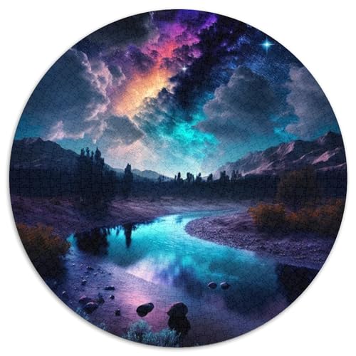 Puzzle mit 1000 Teilen für Erwachsene, rundes Papierpuzzle mit Landschaft auf einem fremden Planeten, fördert die Hand-Auge-Koordination, (Größe 67,5 x 67,5 cm) von XHAXING