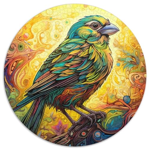 Puzzle mit 1000 Teilen für Erwachsene, rundes Puzzle „Grüner Spatz“, anspruchsvolles DIY-Denkspiel, perfektes Familienspiel oder dekoratives Geschenk (67,5 x 67,5 cm) von XHAXING