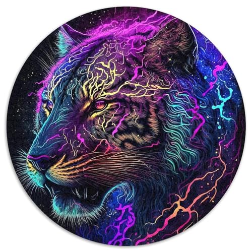 Puzzle mit 1000 Teilen für Erwachsene, rundes Puzzle „Lila Blitztiger“, anspruchsvolle DIY-Kunst für Enthusiasten, Entspannung (67,5 x 67,5 cm) von XHAXING