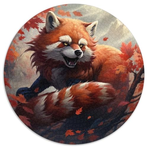 Puzzle mit 1000 Teilen für Erwachsene, rundes Puzzle „Roter Panda Art“, anspruchsvolles DIY-Denkspiel, perfektes Familienspiel oder dekoratives Geschenk (67,5 x 67,5 cm) von XHAXING