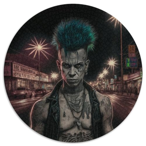 Puzzle mit 1000 Teilen für Erwachsene, rundes Street-Punk-Puzzle, anspruchsvolle DIY-Kunst für Enthusiasten, Entspannung (67,5 x 67,5 cm) von XHAXING
