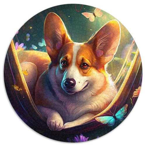 Puzzle mit 1000 Teilen für Erwachsene, wunderschönes rundes Corgi-Puzzle aus Pappe für Reiseliebhaber und Paare, anspruchsvolles Spielzeug (Größe 67,5 x 67,5 cm) von XHAXING