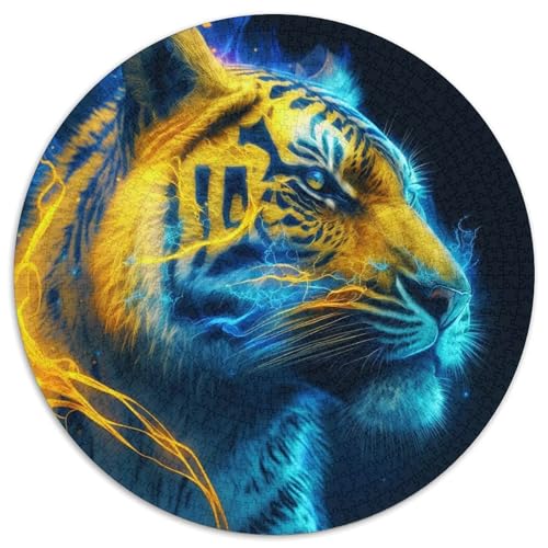Puzzles für 1000 Teile, Art Tigers, rund, anspruchsvolles Denkspiel für Teenager, Spaß für den Spieleabend mit der Familie (Größe 67,5 x 67,5 cm) von XHAXING